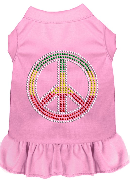 Rhinestone Rasta Peace Dress Light Pink XS